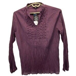 Greater Good Top Women XXL Purple Sequin Embroidered Bodice Long Sleeve NEW!
